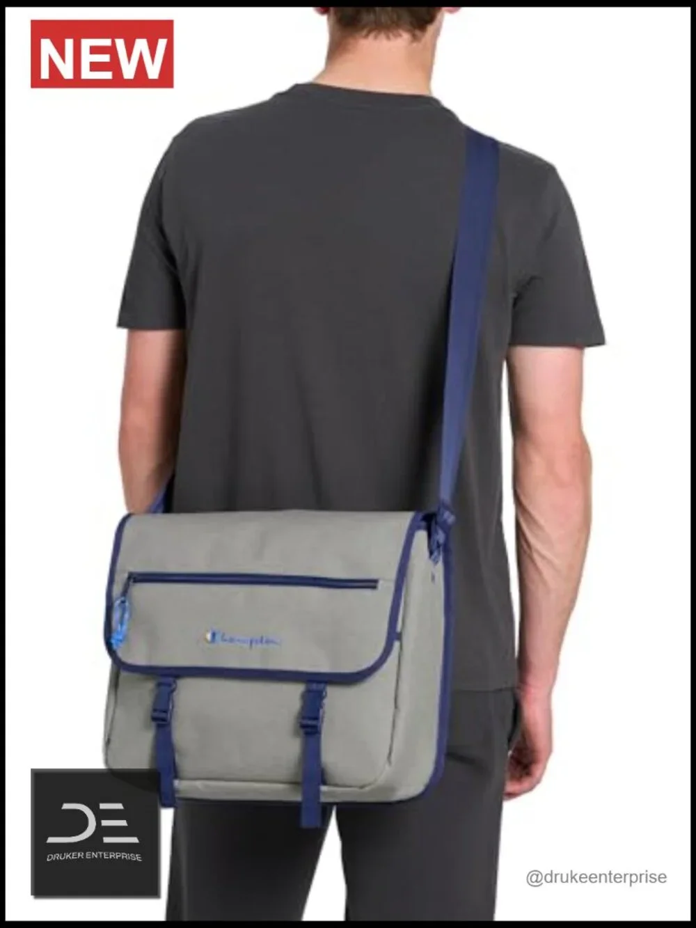 Messenger Bag With Padded Laptop Sleeve, Adjustable Strap, Polyester